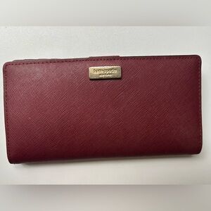 Kate Spade Burgundy Wallet with Gold Accent